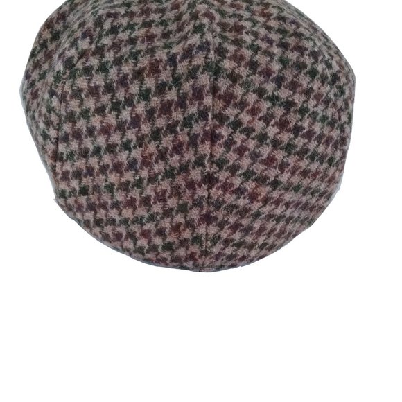 Genuine Scottish Highland Harris Tweed® Cap ZH014 - BEIGE HOUNDSTOOTH -PICK SIZE - Picture 7 of 12